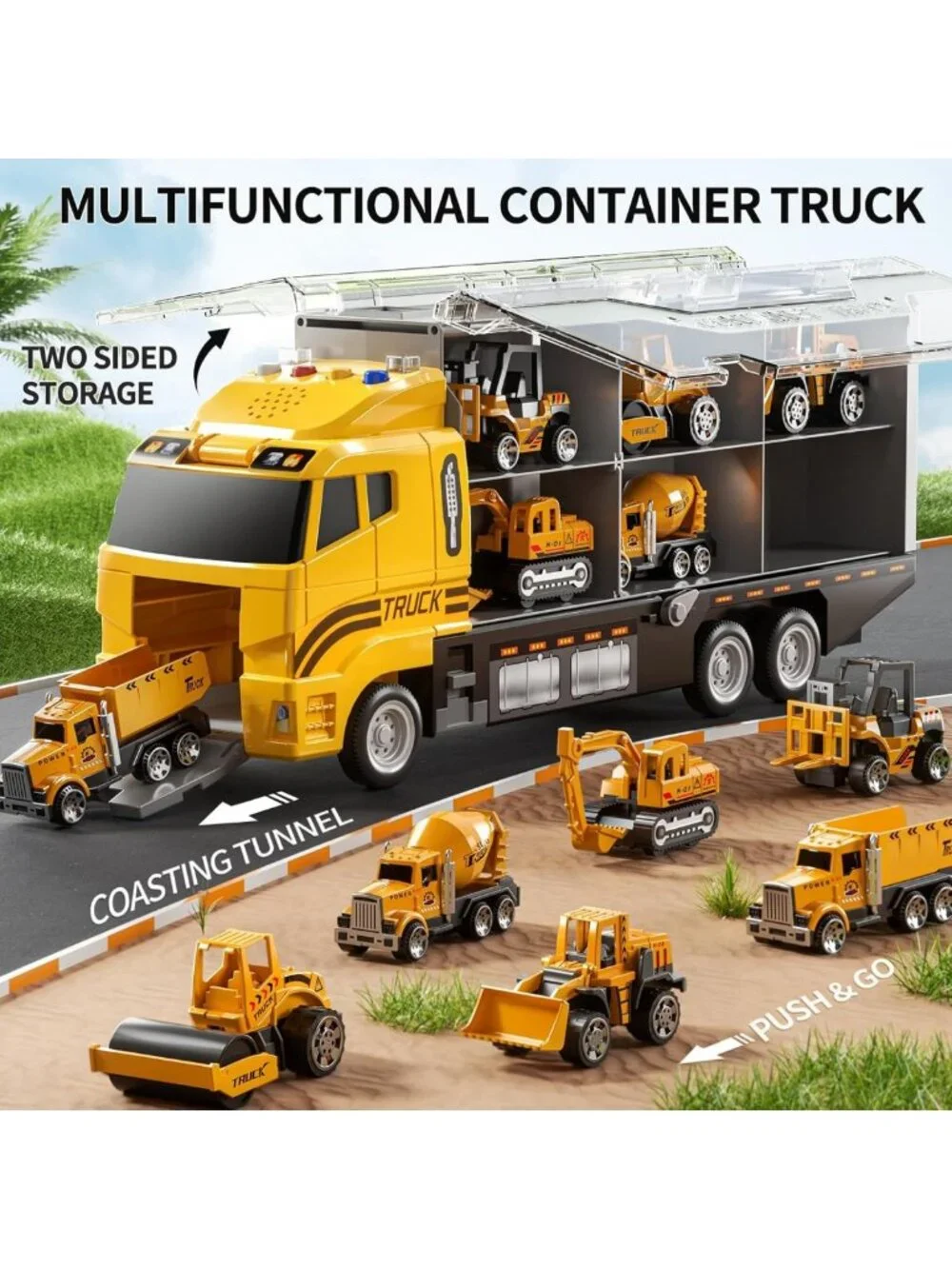 Construction Truck Toy Set for Toddlers with Play Mat & Die-Cast Cars - Perfect